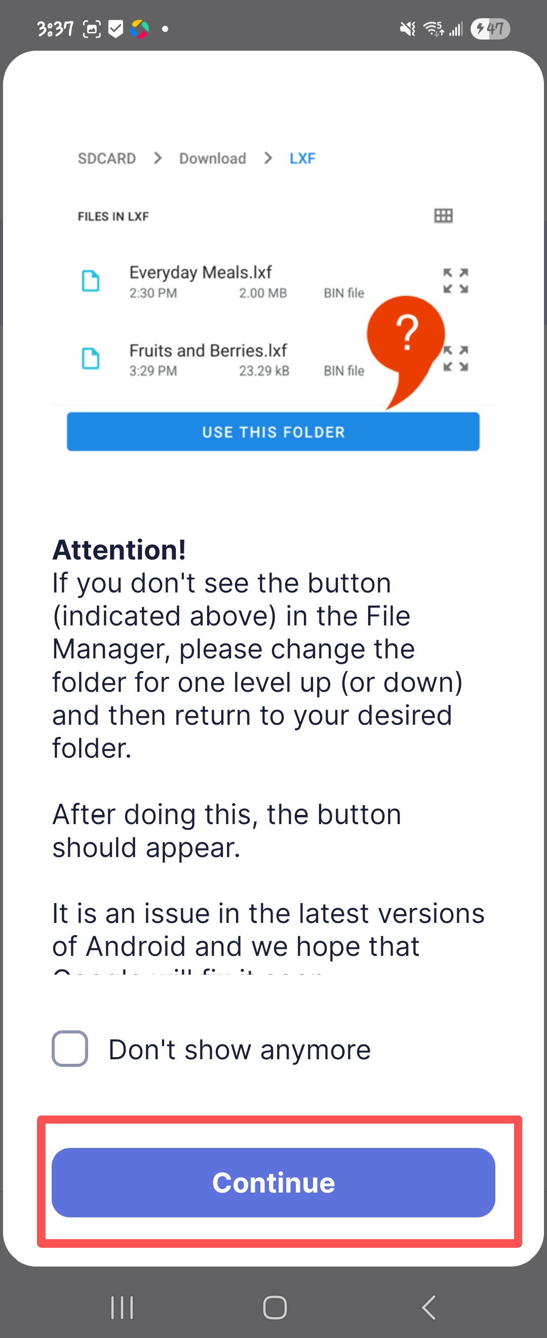 Choose folder and export